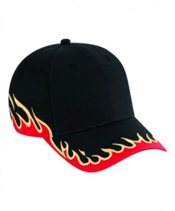 Otto Caps Flame Pattern Cotton Twill Low Profile Pro Style Caps - Black/Red/Gold - C111U5JXB2R