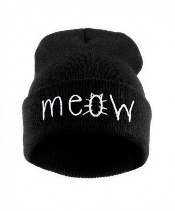 Women Men Winter Hat-Saingace Warm Knitting MEOW Beanie Skiing Hiphop Cap - Black - CV12NSOPZHI