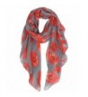 GERINLY - Lightweight Poppy Flower Print Oblong Shawl Scarf - Grey - C812N9KHY4I