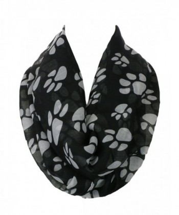 Women's Thin and Light Paw Print Infinity Scarf - Black/White - C1125JUQXR1