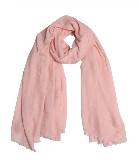 QBSM Women Soft Crinkle Scarf Shawls Pashmina Solid Cotton Wraps Hijab Cover Up - Cotton Pink - CQ18346K6YX