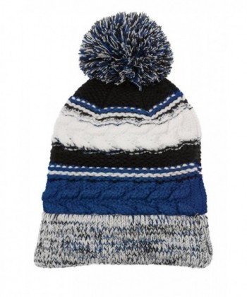 Dri-Wick Cable Knit Winter Pom Pom Beanie Hat in Team Colors - True Royal/ Black/ Whitetrue Royal/ Black/ White - C41884SNS37