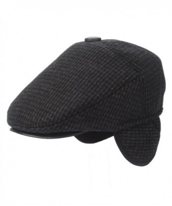 Flammi Men's Tweed Flat Cap Earflap Hat Soft Lined newsboy IVY Cap - Houndstooth - CQ188GHOHXY