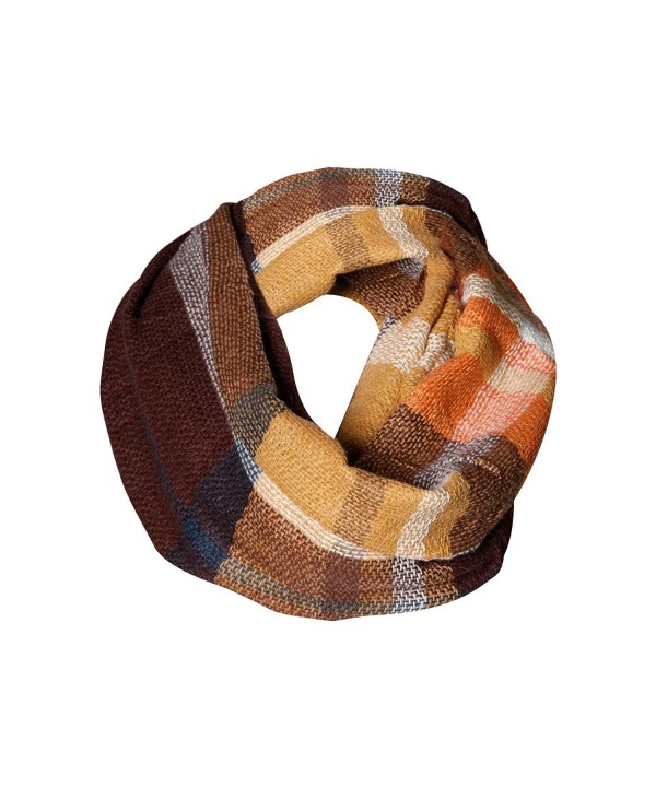 Golden Brown Plaid Tartan Infinity Scarf Funky Monkey Fashion Warm Cozy Scarves - CX1874YW2WT