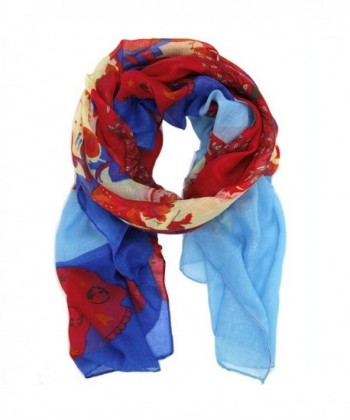 Bucasi Stars Skull & Bones Ladies Stylish Scarf - Blue - C511FJSIBZB