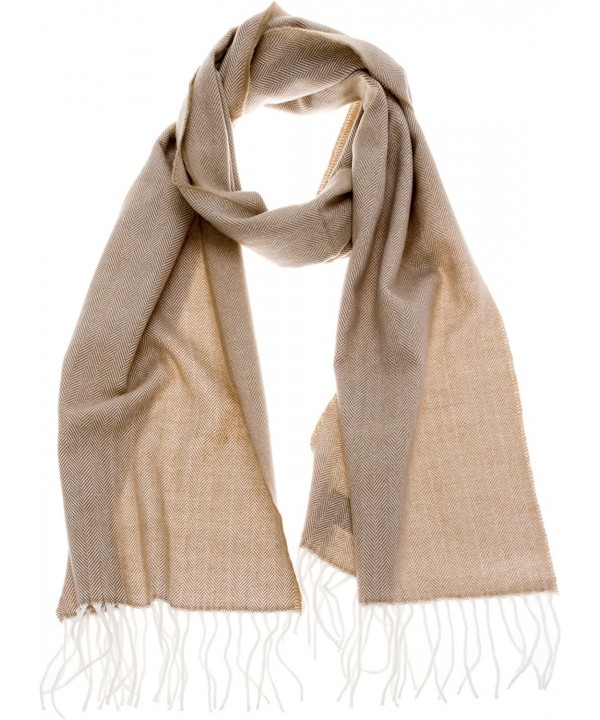 SilverHooks Chevron Stripes Soft & Warm Cashmere Scarf w/ Gift Box - Ivory Herringbone & Chevron - CB186ZL7QZK