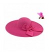 Gellwhu Womens Flax Bow Wide Large Brim Summer Beach Straw Sun Hat Derby Cap - Hotpink - C112GB0R38V