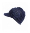 Women's Berets Hat-Lavany Girls Winter Knitting Turban Brim Pile Caps - Navy - C9188C9OG3C