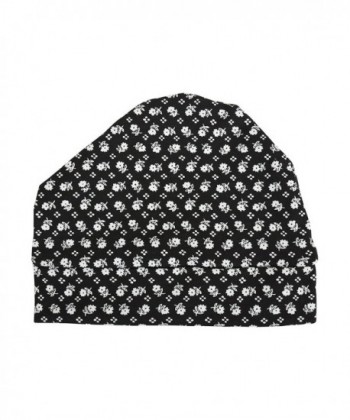 Landana Headscarves Cotton Womens Soft Sleep Cap Chemo Beanie - Black White Flowers - CJ12JBHQMGP