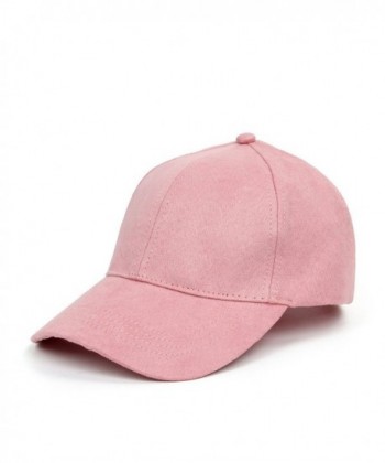 Cusfull Soft Faux Suede Leather Baseball Cap Adjustable Classic Sports Hat - Dark Pink - C51824ZMWT8