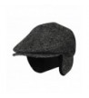 100% Wool Herringbone Winter Ivy Cabbie Hat w/ Fleece Earflaps - Driving Hat - C512NFDP4WJ