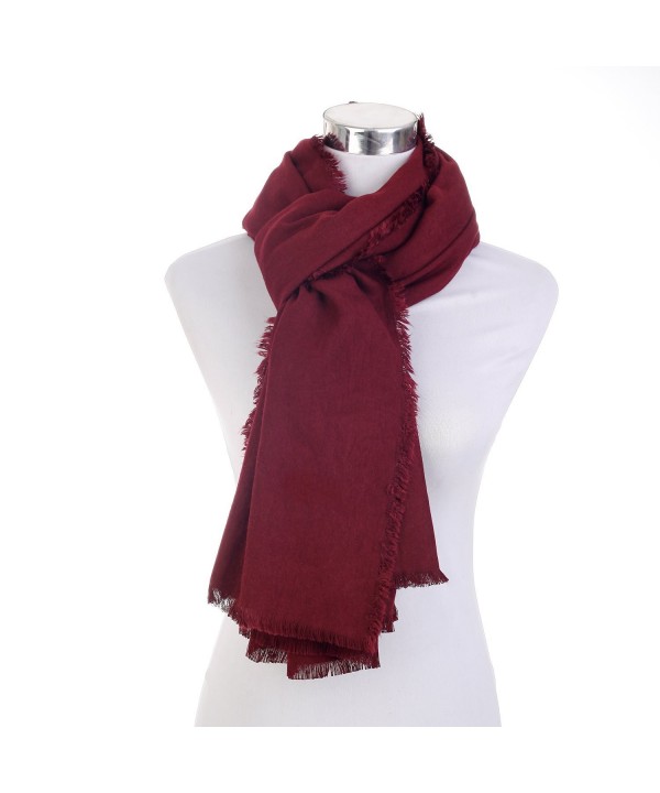 BEKILOLE Women/Men Solid Colored Cashmere Wraps Blanket Shawl Scarf Wrapping Neckwear - Wine Red - CF12NTUI27J