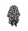 Manzocha Stylish British Plaid Thick Shawl Cape Poncho Cardigan Coat Keep Warm - Whiteblack - C512N4TKOKN