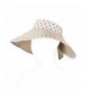 Aerusi Women's Roll Up Straw Floppy Wide Brim Sun Visor Hat With Polka Dot Bow - Beige - CJ12GZQKWWZ