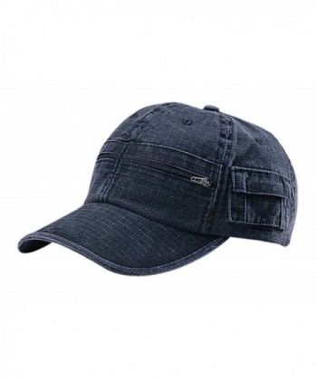 G Men's Rip Stop Fabric Washed Pocket Adjustable Cap with Zipper Pockets - Black - CR11WMGKI4F