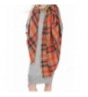 Achillea Women's Oversized Tartan Plaid Check Blanket Scarf Large Square Winter Warm Shawl Wrap - Camel Orange - CG186WCHUE3