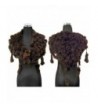 Bridal Angora Rabbit Fur Pom Balls Triangle Shawl Shrug Scarf-Dark Brown - CN1178S9TVF