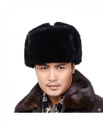 FURTALK Men's Women's Natural Rabbit Full Fur Russian Soviet Ushanka Winter Trooper Hat - Black - CS1857I7OYK