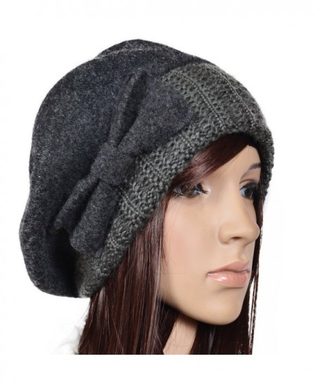 Z&s Chic Women Wool Bow Beret Knit Cap Gray - CZ11PU2WSPZ