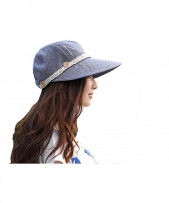 Km Korean Version Uv Protection Hat Beach Hat Large Brimmed Sun Cap - Denim Blue - CH11YQ9MZ5B