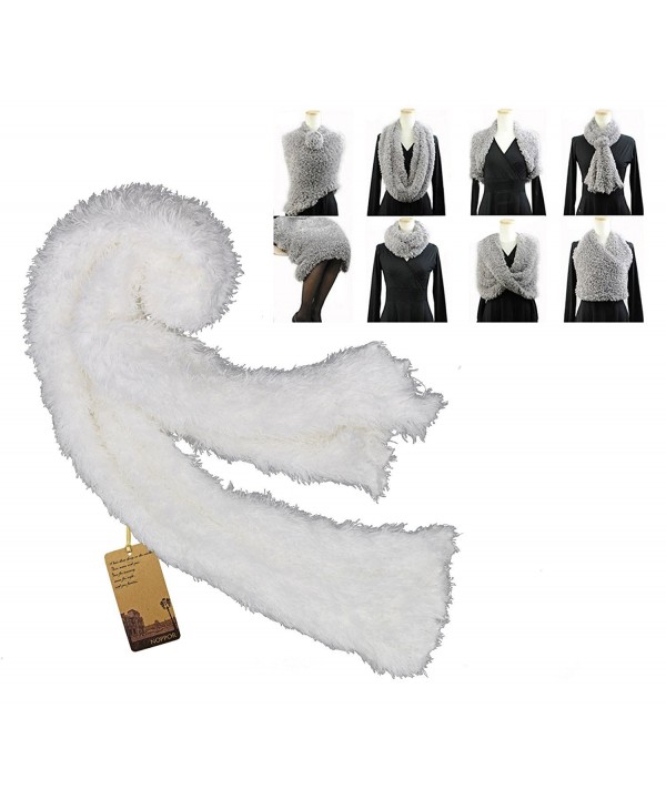 Nopper Women's Fuzzy Infinity Stretch Magic Scarf Changeable Amazing Versatile Scarf Lady Winter Warm - White - CO11SHHCAL1