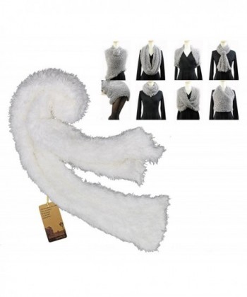 Nopper Women's Fuzzy Infinity Stretch Magic Scarf Changeable Amazing Versatile Scarf Lady Winter Warm - White - CO11SHHCAL1