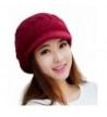 Zgllywr Women Winter Warm Knit Hat Wool Snow Ski Caps With Visor Hats - Deep Red - CR17YWGRZW7