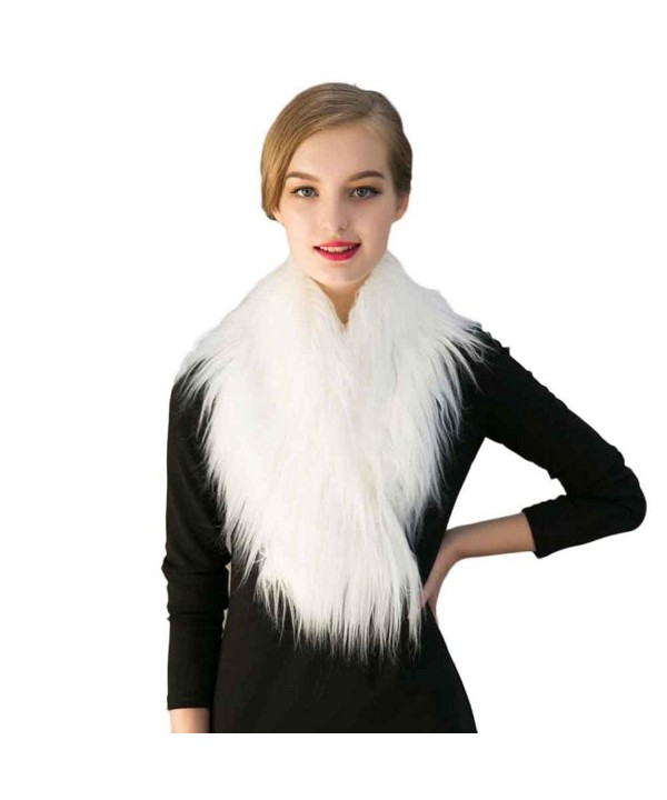 GBSELL Women's Ladies Winter Noble Scarf Faux Fur Wedding Shawl Wrap - White - CA12LMUKYDB