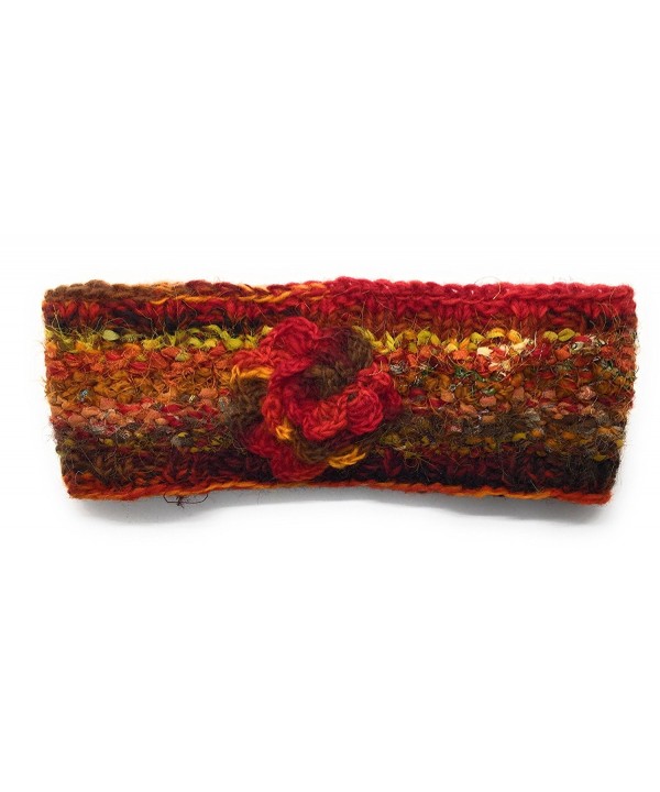 Hand Knit Winter Ear Warmer Headband Warm Wool Fleece Lined - Red - CT188776Q5L