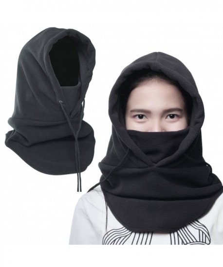 Liomor Balaclava Thicken Warm Hat Fleece Hood Ski Face Cover Mask- Black - CR12O85JVET