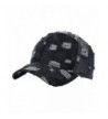 C.C Unisex Distressed Denim Vintage Style Adjustable Strap Baseball Cap Hat - Black - CV12NAJYSTC