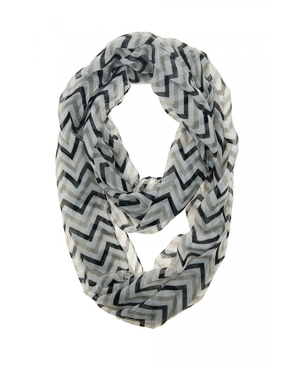 FuzzyGreen Chevron Fall Loop Autumn Infinity Scarf - Black and Grey - C211TJRYG2Z