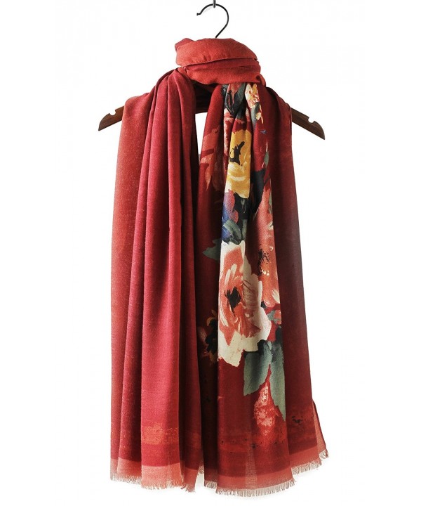 Cindy & Wendy Womens Large Soft Cashmere Feel Pashmina Shawls Wraps Winter Scarf (DBH-RED) - C7188QZD9HI