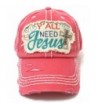 CAPS 'N VINTAGE hearts- Cross- Y'all Need Jesus Patch Embroidery Hat-Rose - C5180L25758