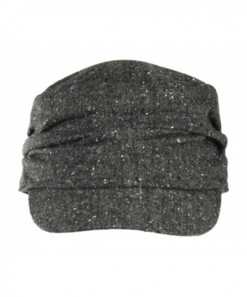 Black Marled Tweed Newsboy Ruched