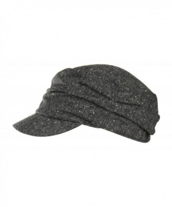 Black Marled Tweed Newsboy Ruched in Women's Newsboy Caps