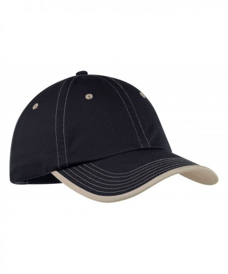 Port Authority Men's Vintage Washed Contrast Stitch Cap - Navy and Light Sand - CO113MW7JW7