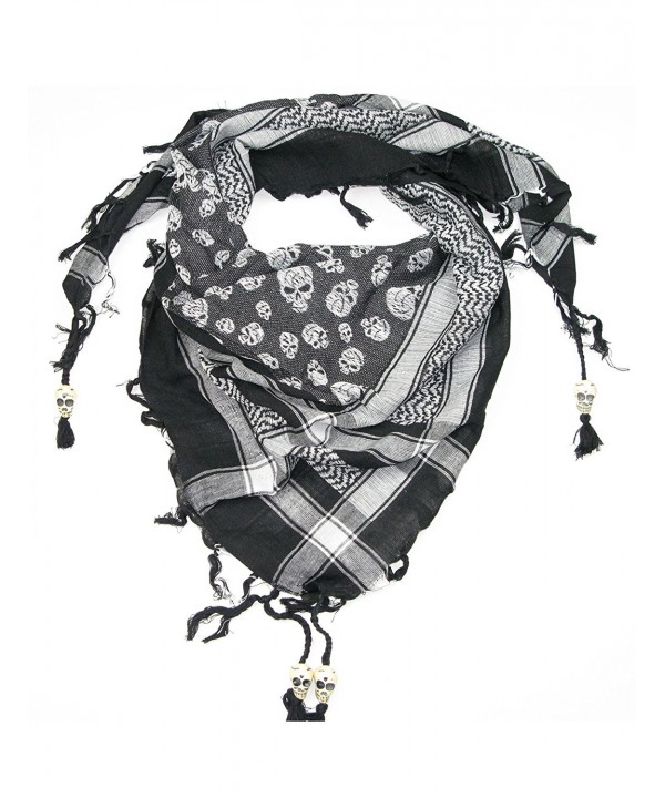 Lovarzi Skull Scarf for Men and Women - Trendy cotton square skull scarf - Black & White - C611I37BFQ7