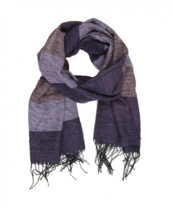 Bucasi Warm Striped Cold Weather Scarf in Brown or Purple Stripe - Purple - CZ11IBVVHWH