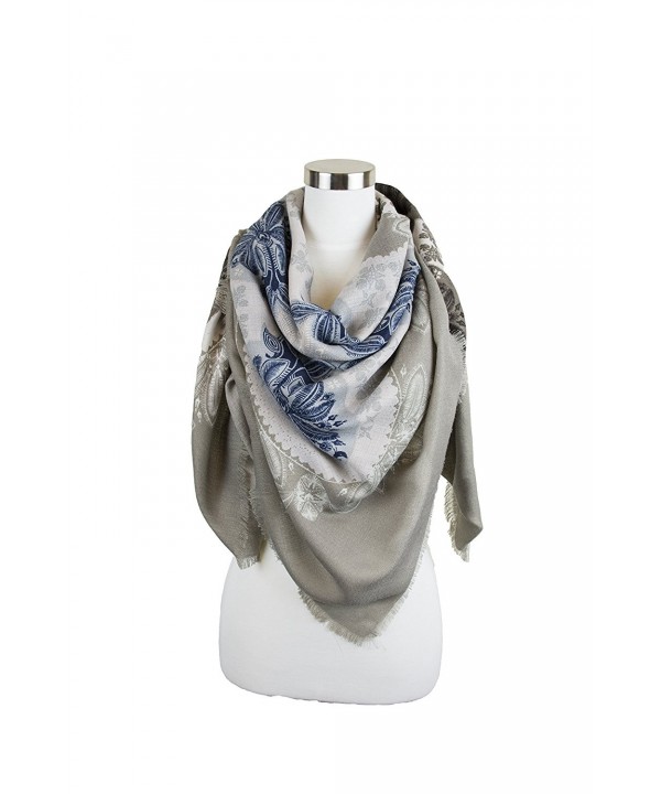 Womens Floral Multi Color Printed Elegant and Soft Viscose Square Scarf - Taupe - C21852IGR99