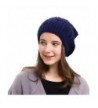 Slouchy Beanie Winter Ski Baggy Hat Double Layer Soft Oversized Cable Knit Cap - Navy - CG1867E6UKN