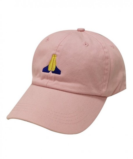 City Hunter C104 Pray Emoji Cotton Baseball Cap Dad Hats 15 Colors - Pink - CJ12JQZSO0T