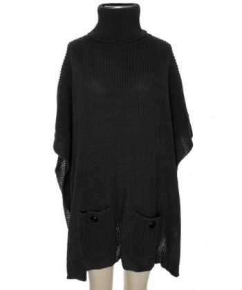 Capelli New York Rib knit soft poncho with cowl neck - Black - CA124SD3P2B