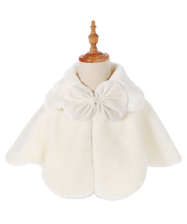 Fankeshi Flower Girl Faux Fur Shawl Wraps Cape Kids Wedding Communion - Ivory - CD187HLERGO