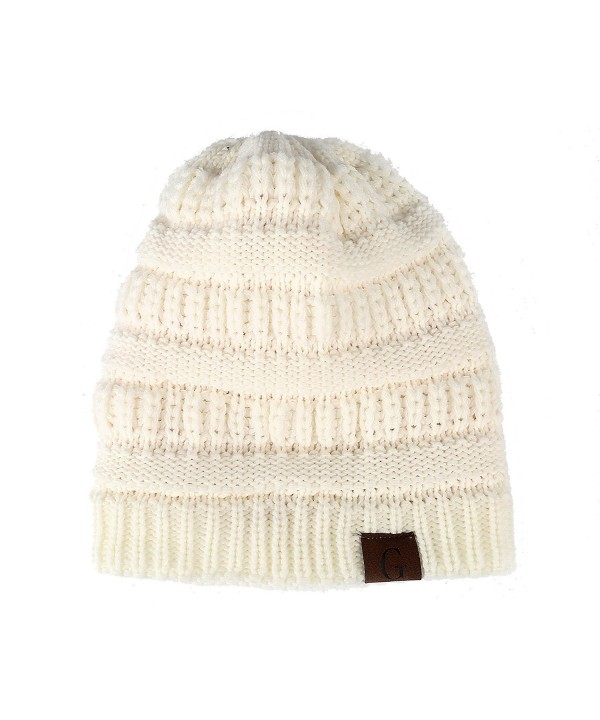 Gelante Mens Womens Winter Cable Knit Slouchy Beanie Skully Cap Hat - White - CO1875N3RM3