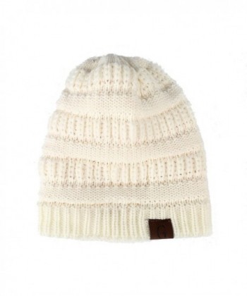 Gelante Mens Womens Winter Cable Knit Slouchy Beanie Skully Cap Hat - White - CO1875N3RM3
