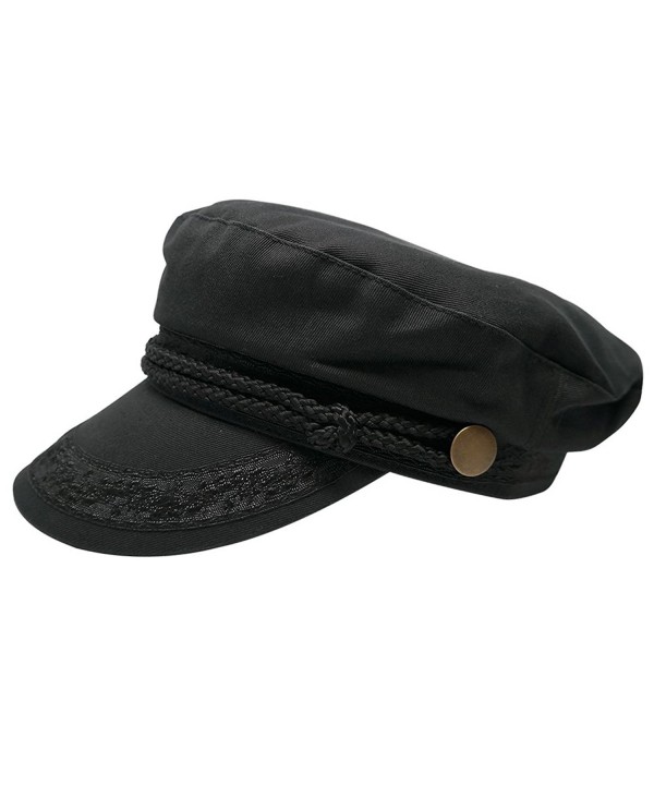 Men's Greek Fisherman Cotton Twill Hat - Black - Black - C5129ZP4VSJ