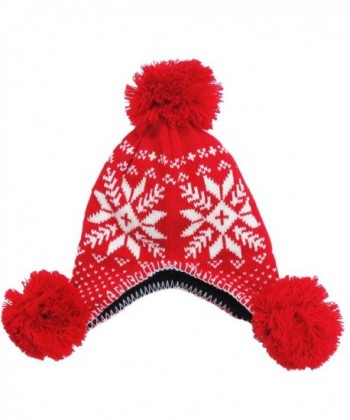 Womens Winter Fleece Earflap Snowflake in Women's Skullies & Beanies