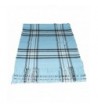 Plaid Cashmere Feel Warm Scarf Light Blue Men Women Infinity Loop - CB127KXLJ1P