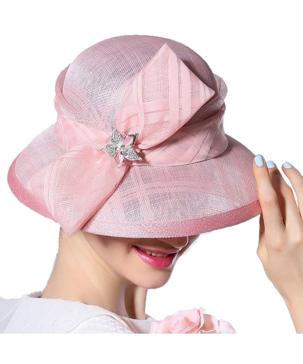 June's Young Women Hat Summer Hats Sinamay Bow ( Pink ) - CR11AJ9P0R1